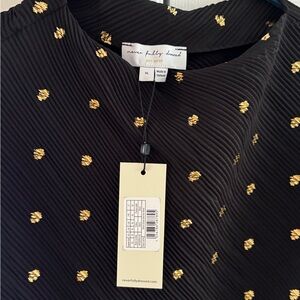 Never Fully Dressed Black Textured Dress with Gold Accents